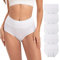 INNERSY Womens Underwear High Waist White Knickers Cotton Full Briefs Summer Under Pants 5 Pack (12, Milky White)
