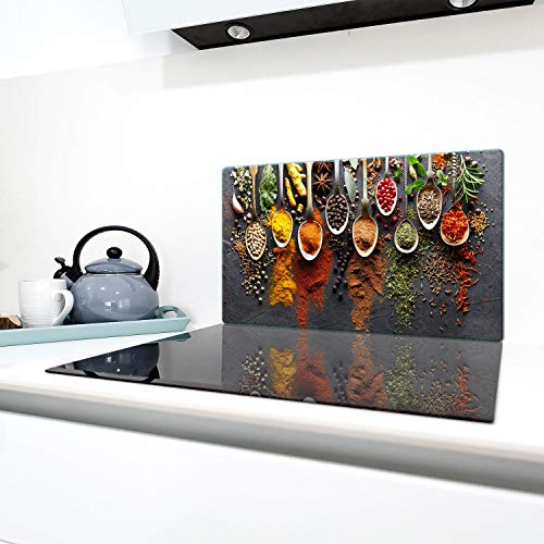 QTA | Herdabdeckplatten 90x52cm Ceranfeld Abdeckung Glas Spritzschutz Abdeckplatte Glasplatte Herd Ceranfeldabdeckung Bunt Gewürze