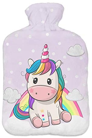 Bouillotte Ferocity Unicorn, 35 cm x 18,5 cm, contenance: env.2 litres, poids 300 g, housse polaire amovible et lavable