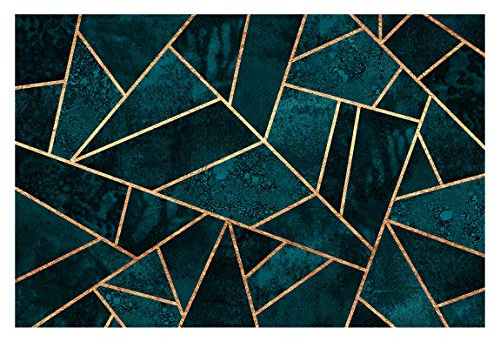 Bilderwelten Tapete selbstklebend - Dunkles Türkis mit Gold - Vliestapete Motiv 190 x 288cm