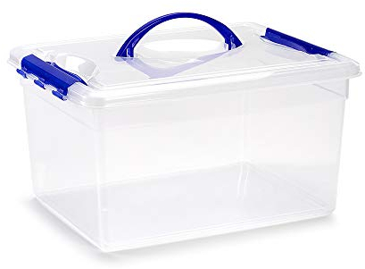 PLASTIC FORTE, Caja de almacenamiento, Transparente, 12 litros, con asa