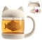Cymax 250 ml Cat Glass Cup Tea Mug with Fish Tea Infuser Strainer Filter, Perfect for Wedding, Birthday Gift,Mother Day,Father Day for Cat Lovers