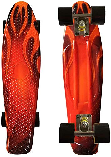 Bprtcra Cruiser skateboard, 56 cm penny board, cruiser, carver, baby, komplett mini cruiser, skateboard, retrodesign, nybörjare, skridskoåkningsbräda, klassisk skateboard för flickor, pojkar (röd)