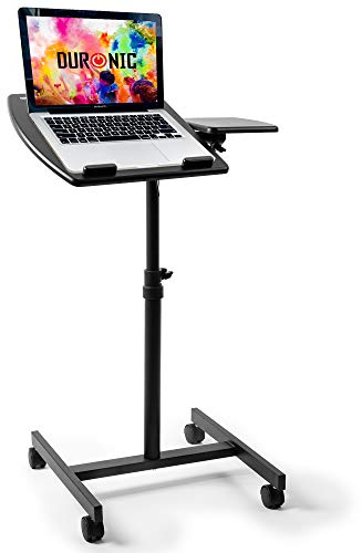 Duronic WPS17 Arbeitstisch | Laptoptisch 40 x 44 cm bis 10 kg | Computertisch mit Rollen und Mausablage | Höhenverstellbarer Projektortisch für Beamer | Sitz-Stehtisch Schreibtisch Rolltisch Zuhause
