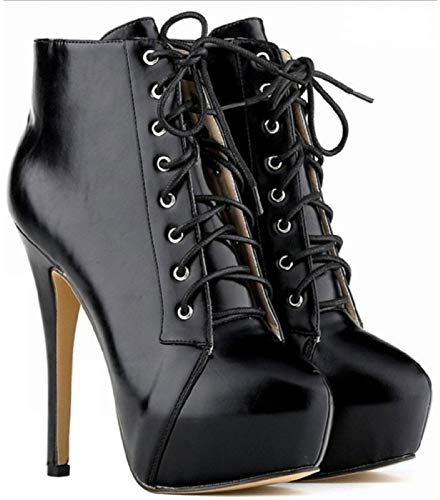 TIKENBST Tacchi Donna Tacchi Alti 17CM Stivali da Donna Piattaforma Alta Stivali con Tacco Alto Cinturino con Tacco Alto Stivali Personalizzati,Black-39