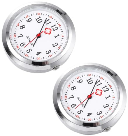 Hemobllo 30mm Fob Watch Replacement Heads, 2 Pcs Large Quartz Watch Inserts for Professional Uniform Lapel Watches, Clear Dial with Bold Arabic Numerals, Silver