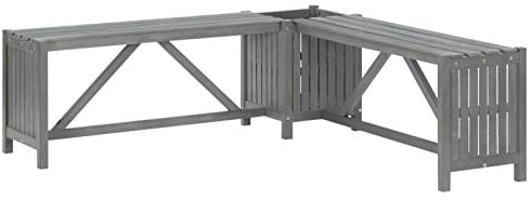 Tidyard Gartenbank Garten Eckbank Balkonbank Esszimmerbank Mit Pflanzkübel Blumenkasten Parkbank Holzbank Sitzbank Bank Gartenmöbel Parkbank Ruhebank 117 x 117 x 40 cm,Akazien-Massivholz