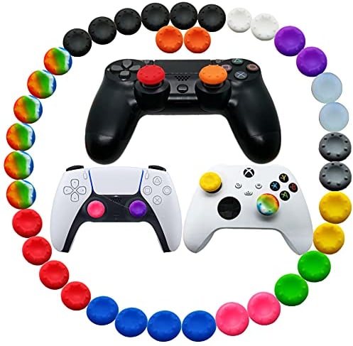 36 Stück Joystick-Griff für PS5 PS4 Controller, Silikon-Daumengriffe, Abdeckung Analog-Stick für Playstation 5, Playstation 4 Controller, Xbox 360, Xbox One Controller (A)