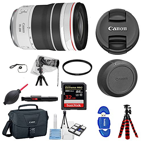Canon RF 70-200mm f/4L is USM Lens with LensRain Cover | Cleaning Kit 32 GB & UV Filter Package