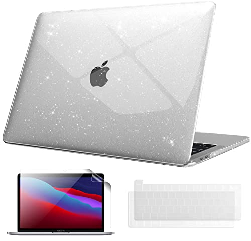 FINTIE Custodia Compatibile con MacBook PRO 13 M2/M1 (2022-2016) A2338/A2289/A2251/A2159/A1989/A1706/A1708 - Cover Rigid Guscio Case con 2 Tastiera Cover & 1 Proteggi Schermo, Shining Transparent