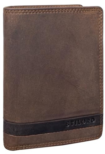 STILORD 'Matthis' Portefeuille Verticale Homme Cuir Porte Monnaie avec Protection RFID Classique Bourse Porte Cartes de Crédit Pochette Cuir Véritable, Couleur:Marron Moyen