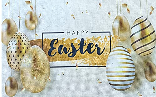 Tovagliette Americana Uovo Di Pasqua Dorato Tovagliette Colazione PVC Tovagliette Americana Plastica Lavabili Antiscivolo Sottopiatti Resistente Al Calore Sotto Piatti Da Tavola 30x45cm 8 Pcs