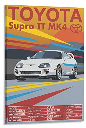 ASDSA JDM-Auto-Poster Toyota Supra MK4 Leinwand-Kunst-Poster und Wandkunst-Bilddruck, modernes Familien-Schlafzimmer, Dekor-Poster, 20 x 30 cm