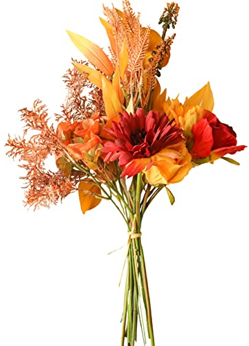 hanlongyu Mazzi di fiori artificiali girasoli in seta per decorazioni per la casa e matrimoni, fiori finti autunnali da tavolo da pranzo, piante artificiali autunnali fiori di seta per decorazione