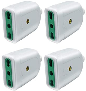 4 Pezzi Presa Elettrica, Presa Bipasso 2P+T 10/16A, Compatibile Con Spina Italiana 10A e 16A (Bianco)