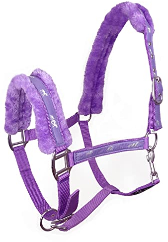 YORK Halfter Softy mit Plüschpolsterung Stallhalfter Pferdehalfter Teddyfleece (Pony, lila)