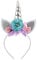 Nishine Glitzer Einhorn Horn Stirnband Katze Ohr Blume Stirnbänder Zubehör für Einhorn Geburtstag Party Supplies (Silber)