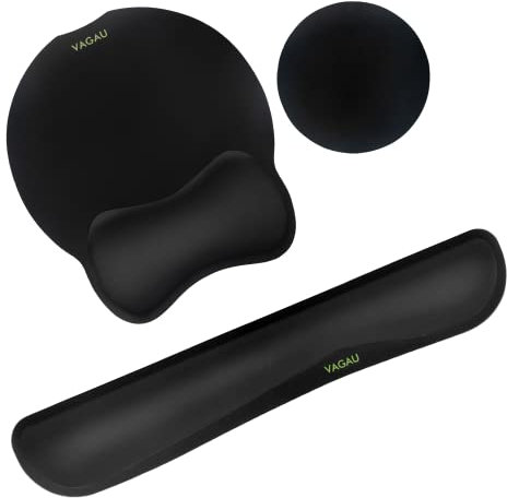 VAGAU Premium Tastatur Handgelenkauflage und Mauspad Handgelenkstütze, Ergonomisches Memory Foam Set für Büro, Laptop, Mac, langlebig, bequemes Tippen & Handgelenkschmerzen Linderung