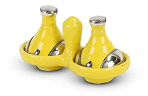 Tajine mini jaune avec métal 2 pièces