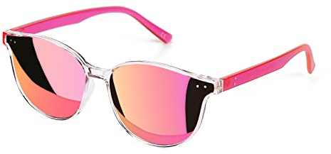 Sumato Round Cat Eye Sunglasses for Women Trendy Women Sunglasses Classic Vintage Designer Style UV400 Protection Mirrored Lens Pink Girls Men
