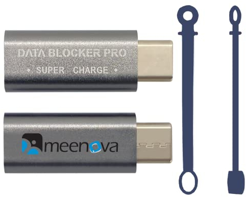 2023 Upgraded USB C Data Blocker Pro, USB-C Female to USB C Male Adapter, 5A50V 20V3A60W with Smart chip, Security Converter to Protect Data, Juice-Jack Defender Protect Against Juice Jacking, Grey