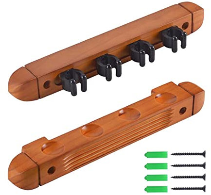 LOVIVER Pool-Queue-Rack Claw, Billard-Queue-Ständer Wandmontierter Wandhalter mit 4 Queue-Clips Billard-Halter für Spielzimmer, Poolbars, Clubs, GELB