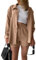 OEAK Damen Zweiteiler Outfit Sommer Freizeitanzug Einfarbig Revers Button Down Hemd und Shorts Set Casual Loungewear Hosenanzug Y2K Streetwear,Khaki,M