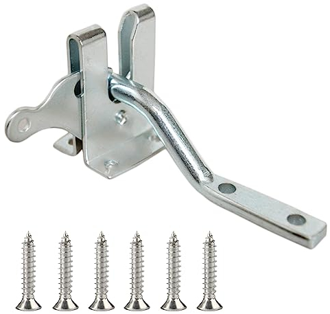 Sctmda Gartentorverschluss Gartentorfalle Edelstahl Gartentor Riegel Automatischer Schwerkrafthebel Torverriegelung Zaunschloss Torriegel Überwurfriegel Selbstsichernder Riegel Schloss mit Schrauben
