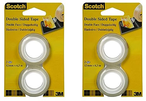 Scotch 6651263 Klebeband (doppelseitig, 12 mm x 6,3 m) 2 Rollen transparent (Packung mit 2)