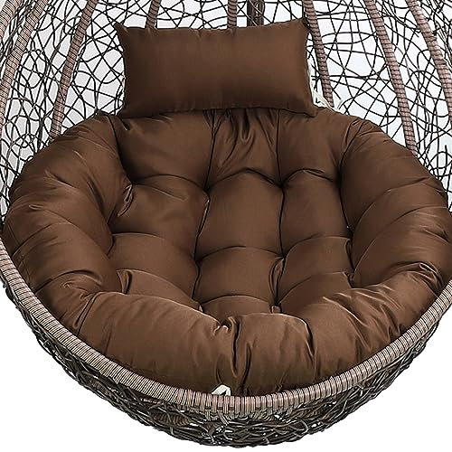 FUYAO Egg-shaped Chair Cushion, Thick Hanging Basket Chair Cushion Indoor/Outdoor Swing Chair Cushion Hammock Chair Seat Cushion with Headrest (Size: Diameter 105 cm, Colour: Brown)
