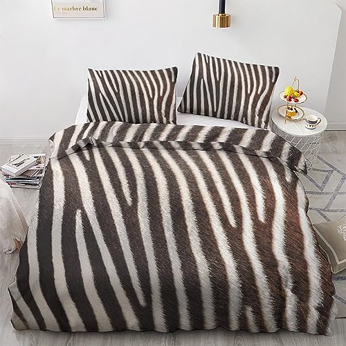GEDAEUBA Bettwäsche 200x200 Zebramuster - Tiermotive Bettbezug 200x200cm 3 teilig, Wendebettwäsche und Kissenbezug 80x80, Weiche & Angenehme Mikrofaser Bettwäsche-sets mit Reißverschluss