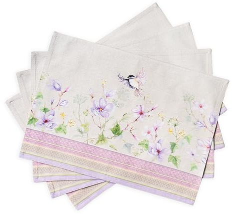 Maison d'Hermine Tischsets aus 100% Baumwolle, 4er-Set, 33 cm x 48 cm, dekorative, waschbare Oster-Tischsets für Dinnerpartys, Hochzeiten, Magnolienmorgen – Frühling/Sommer