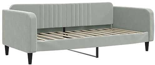 vidaXL Tagesbett, Gästebett 2-in-1, Sofabett Schlafsofa für Schlafzimmer Wohnzimmer, Bettsofa Sofa, Modernes Design, Hellgrau 90x200cm Samt