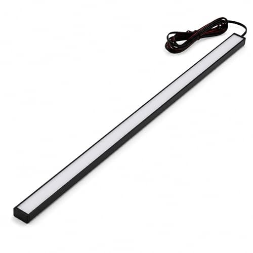 QLS LED Laderaumbeleuchtung 12V Kaltweiß 50 cm milchig Schwarz | Milchige Abdeckung für gleichmäßiges Licht mit 2 m Kabel Schnellverbindern und Klebeband für einfache Montage