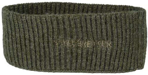 styleBREAKER Damen Strick Stirnband mit Rippenmuster, styleBREAKER Logo Stick, warmes Winter Haarband, Headband 04026068, Farbe:Oliv