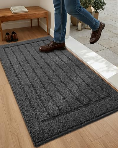 COLOR&GEOMETRY Fußmatte Innen Maschinenwaschbare - 50x120cm, Grau | Rutschfeste und saugstarke Schmutzfangmatte für Haushalte mit Haustieren, für Eingang, Haustür und Flur