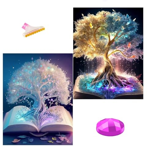 Aiuorty 2 Pack Diamond Painting Baum,5D Diamont Painting Erwachsene Bilder for Kinder Kids DIY Diamond Art Malerei Beginners Gift Wand Dekor 30x40cm