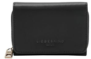 Liebeskind Berlin Damen Geldbörse 'Pablita' - Leder Portmonaie mit RFID-Schutz, Schwarz, Minimalistisch, 3 Fächer, Münzfach, 11 x 8.5 cm