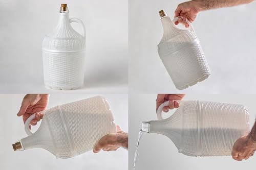 Lot de 4 Bouteille Bonbonne Dame-Jeanne Bidon Carafe en Verre Avec Revêtement en Plastique Dur 5 Litres
