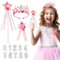 BOOMTOP Geburtstag Krone Mädchen Haarreif Geburtstagskrone Kinder Baby Prinzessin Tiara mit 0-9 Zahlen Glitzer Einhörner Zauberstaub Brosche 3 Teiliges Set Rosa für 1 2 3 4 Jahre