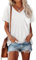AirMood Womens Summer Casual Loose Fit Tshirt Tops Short Sleeve V Neck Tee Shirts (White,L)