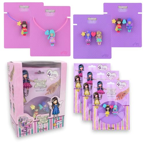 #sbabam Funny Box Santoro Gorjuss Bracelet, Armbänder für Mädchen mit Charm, 3 Taschen, Spielzeug für Kinder zum Zeitungskiosk, Armband für Mädchen, personalisierbar zum Anbringen an Federmäppchen,