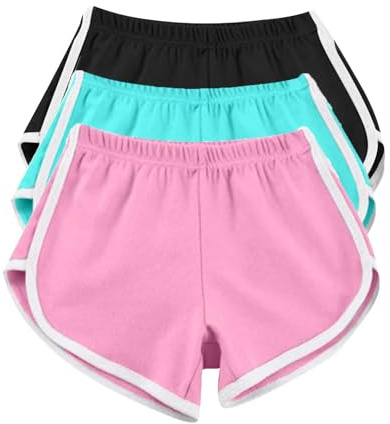 AMDOLE 3er-Pack Damen-Lauf-Shorts, Baumwolle, Sommer, Hotpants, Workout, Fitnessstudio, Sport, Yoga, Hose, Jogger, Strand-Shorts, Bademode, elastische Taille, lässige Lounge-Shorts