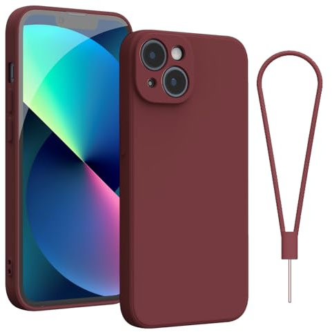 Andwing For iPhone 13 Case Silicone Case Soft Ultra Phone Case Slim Protective Shockproof Cover Scratch-Resistant Microfiber Lining, 6.1(Claret) Wine Red