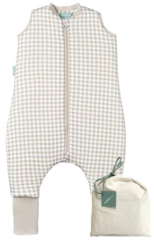 molis&co - Baby Schlafsack mit Füßen und Socke - Ideal für den Winter - Babyschlafsack mit Beinen 2,5 tog - 100% Baumwolle (Oeko-TEX 100), Premium Qualität - Vichy Beige (60 cm)
