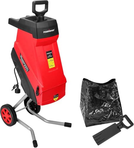 PowerSmart Cippatrice elettrica con filo da 120 V 15 A, trituratori con capacità di ramo di 45 mm, borsa di raccolta per giardino
