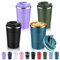 Volhoply 380ml 13oz Stainless Steel Insulated Travel Coffee Mug with Fip Lid Bulk 4 Pack,Reusable Double Wall Vacuum Metal Coffee Cup,Portable Leak Proof Tumbler for Hot & Cold Drinks(Assorted,4)