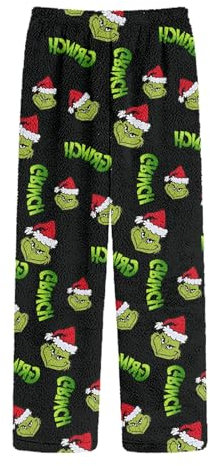 HGWOPGASD Pigiama Pile Donna Invernale Natale per Famiglia Simpatico Vestito del Grinch Adulto Pigiami Bimba Costume