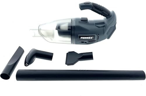 Ferrex Grauer 20-V-Akku-Handstaubsauger ohne Akku/ohne Ladegert mit HEPA-Filter, Ergonomischem Softgrip-Griff und Vielfltigem Zubehr-Set