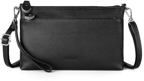 befen Black Crossbody Bag for Women Genuine Leather RFID Phone Bags for Ladies Small Handbags for Women with Card Slots